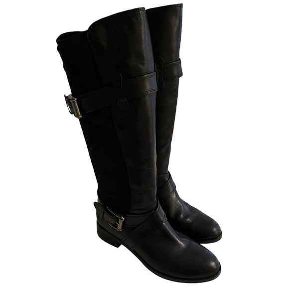 Cole Haan Nike Air "Whitley" Black Leather and Stretch Pull On riding Boots - Picture 1 of 10